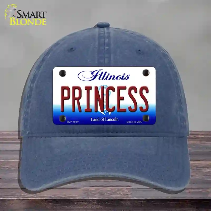 HAT11-MLP-10311 Princess Illinois Novelty License Plate Hat, Unconstructed Cotton - Navy