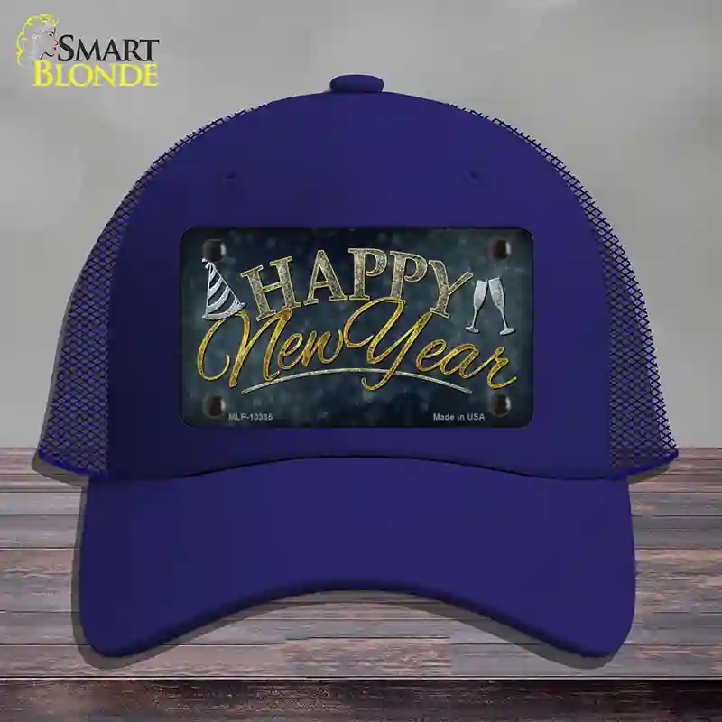 HAT18-MLP-10335 Happy   Year Novelty License Plate Hat, Mesh - Royal Blue