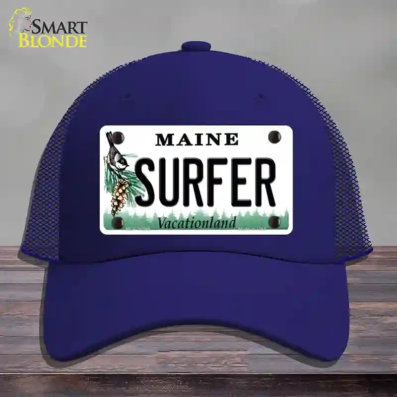 HAT18-MLP-10399 Surfer Maine Novelty License Plate Hat, Mesh - Royal Blue