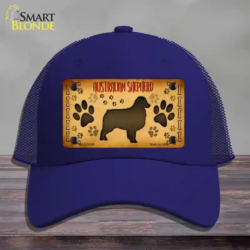 HAT18-MLP-10430 Australian Shepherd Novelty License Plate Hat, Mesh - Royal Blue