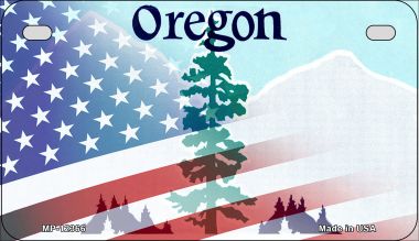 MP-12366 7 x 4 in. Oregon with American Flag Novelty Metal Motorcycle Plate -  Smart Blonde