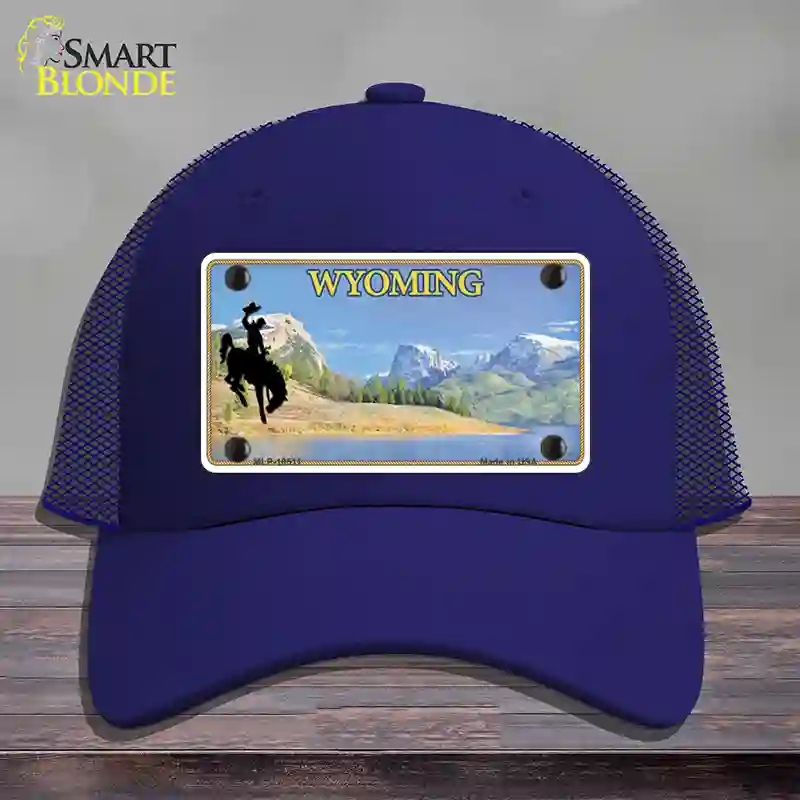HAT18-MLP-10511 Wyoming Blank Novelty License Plate Hat, Mesh - Royal Blue