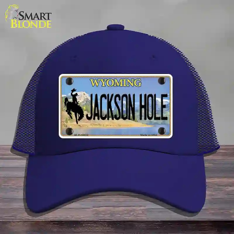 HAT18-MLP-10532 Jackson Hole Wyoming Novelty License Plate Hat, Mesh - Royal Blue