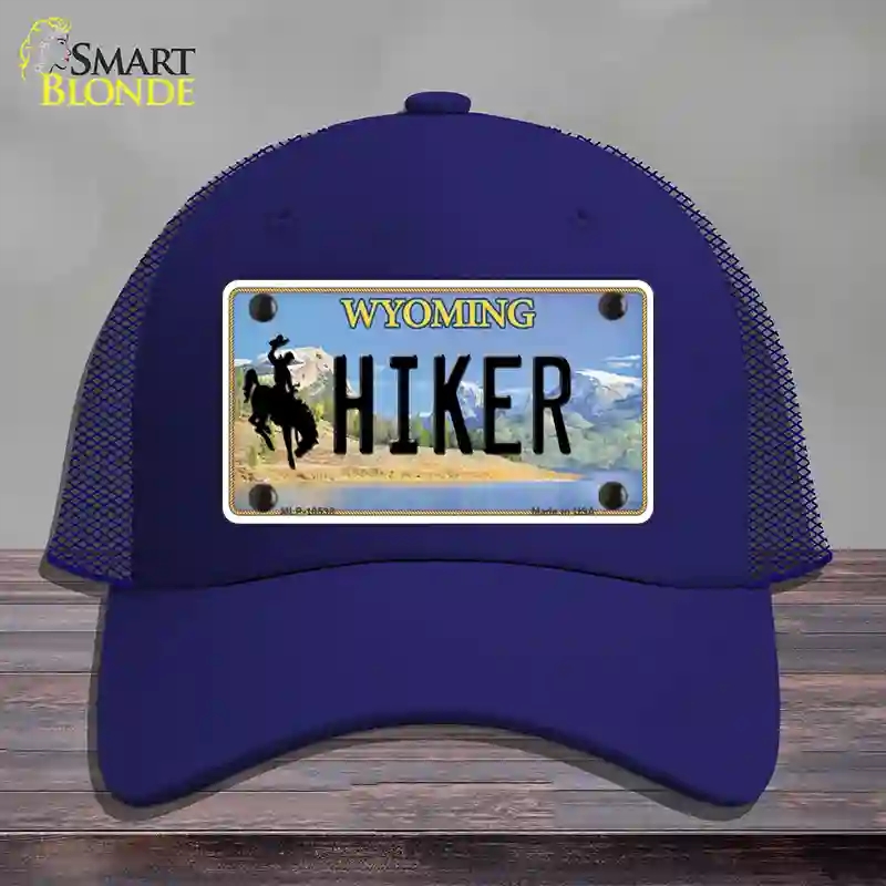 HAT18-MLP-10538 Hiker Wyoming Novelty License Plate Hat, Mesh - Royal Blue