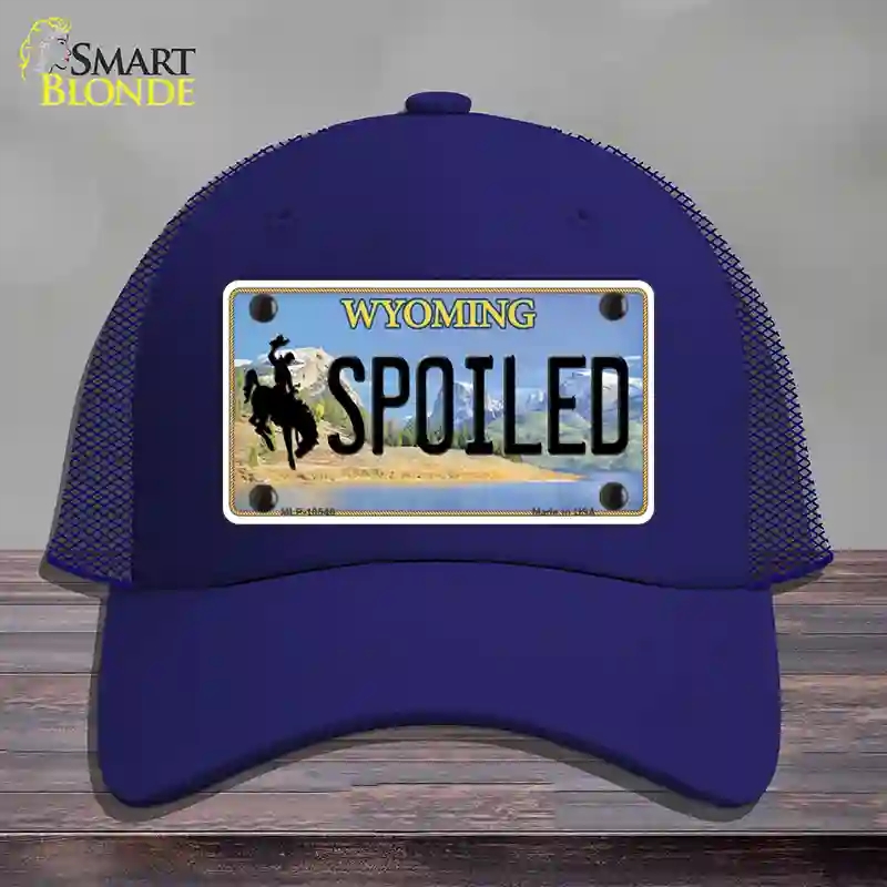HAT18-MLP-10546 Spoiled Wyoming Novelty License Plate Hat, Mesh - Royal Blue