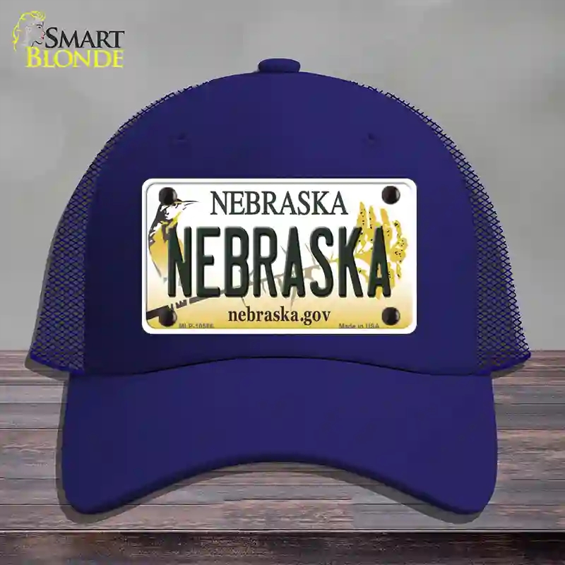 HAT18-MLP-10566 Nebraska Gov Novelty License Plate Hat, Mesh - Royal Blue