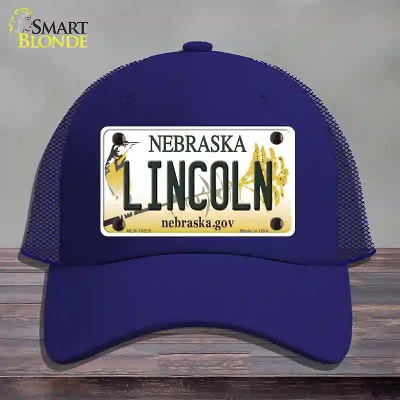 HAT18-MLP-10570 Lincoln Nebraska Novelty License Plate Hat, Mesh - Royal Blue