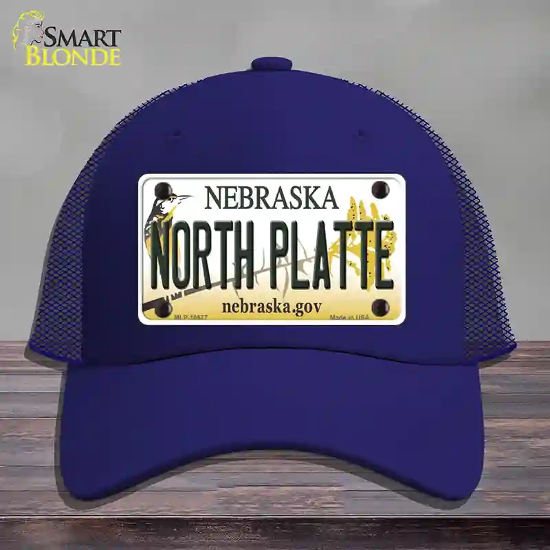 HAT18-MLP-10577 North Platte Nebraska Novelty License Plate Hat, Mesh - Royal Blue