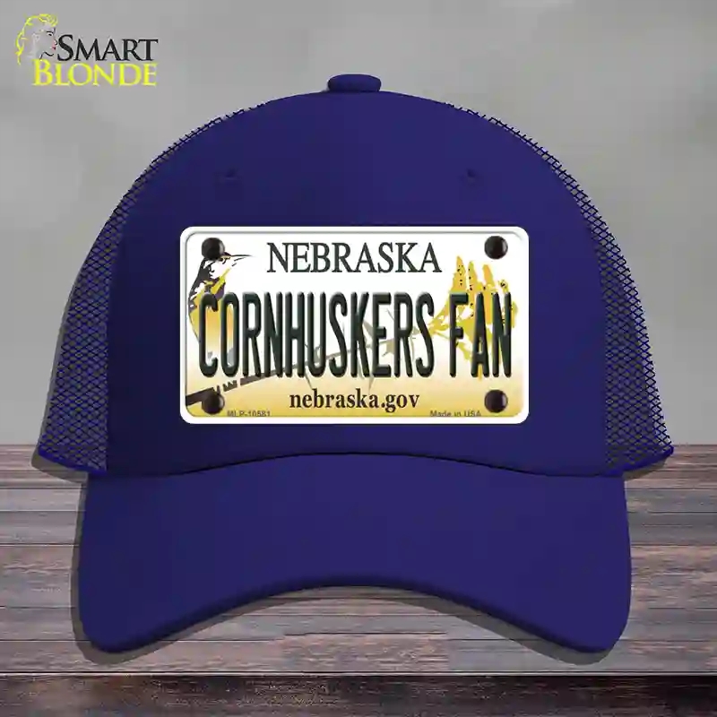 HAT18-MLP-10581 Cornhuskers Fan Nebraska Novelty License Plate Hat, Mesh - Royal Blue