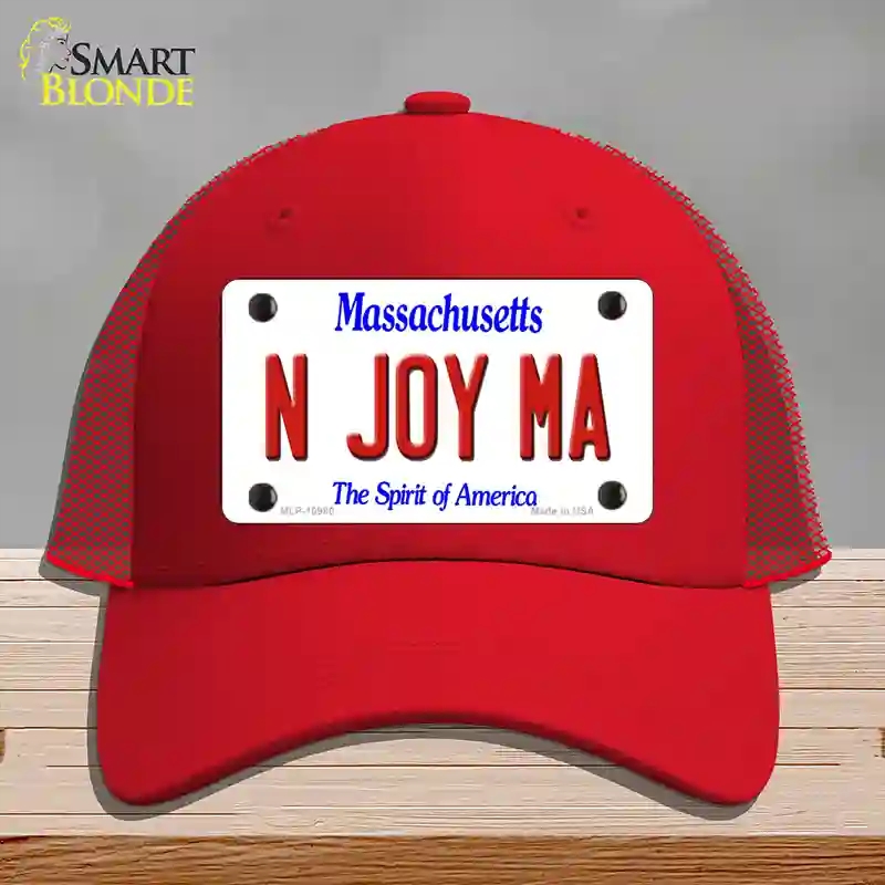 HAT17-MLP-10980 N Joy MA Massachusetts Novelty License Plate Hat, Mesh - Red