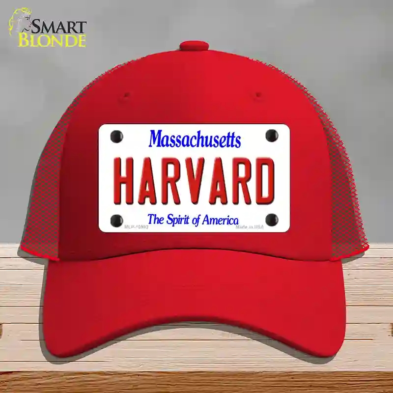 HAT17-MLP-10993 Harvard Massachusetts Novelty License Plate Hat, Mesh - Red