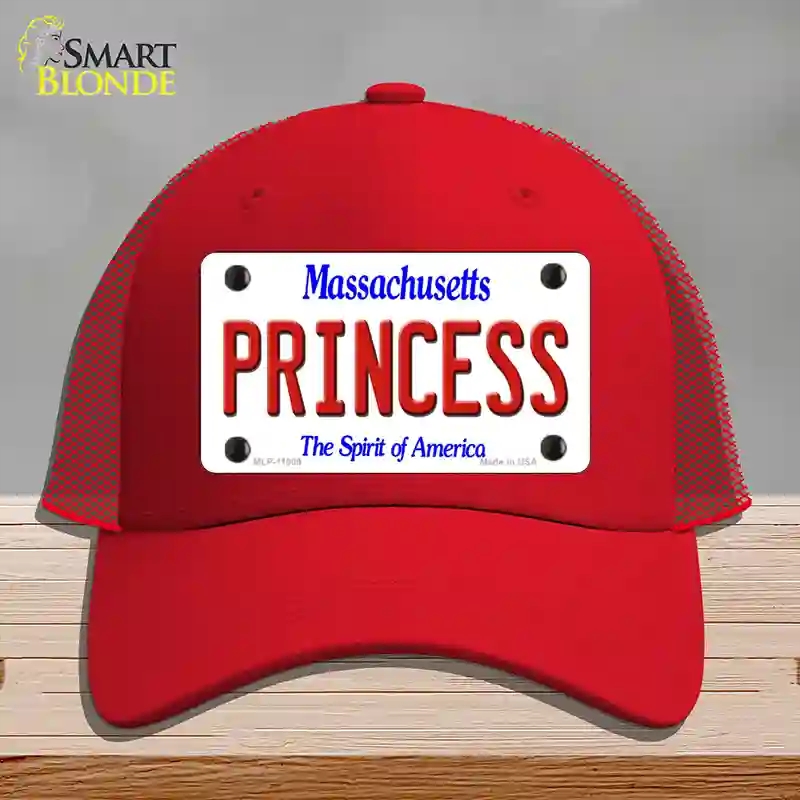 HAT17-MLP-11009 Princess Massachusetts Novelty License Plate Hat, Mesh - Red