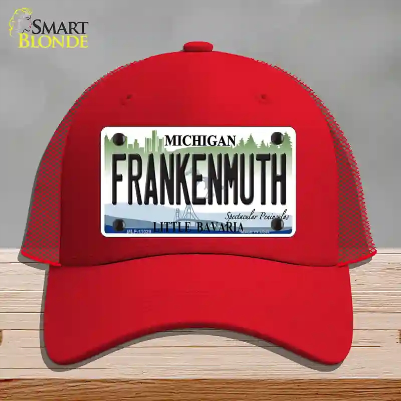 HAT17-MLP-11029 Frankenmuth Michigan Novelty License Plate Hat, Mesh - Red