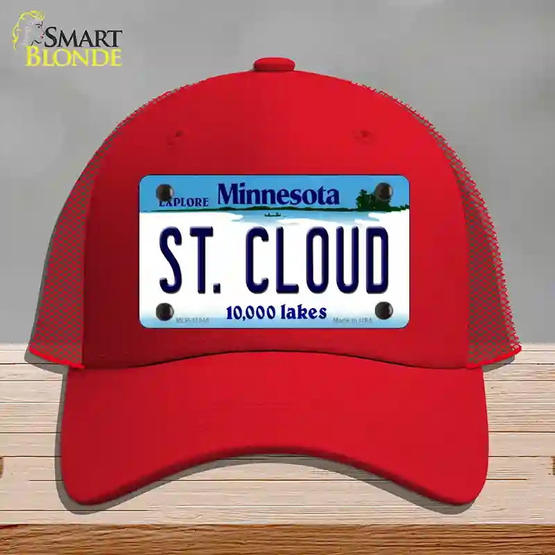 HAT17-MLP-11040 St Cloud Minnesota State Novelty License Plate Hat, Mesh - Red