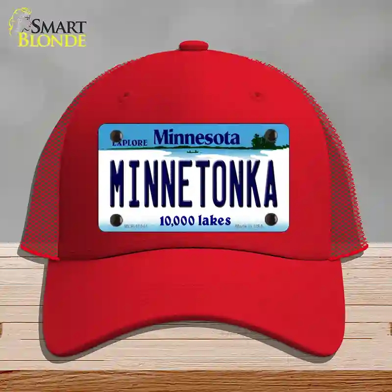 HAT17-MLP-11041 Minnetonka Minnesota State Novelty License Plate Hat, Mesh - Red