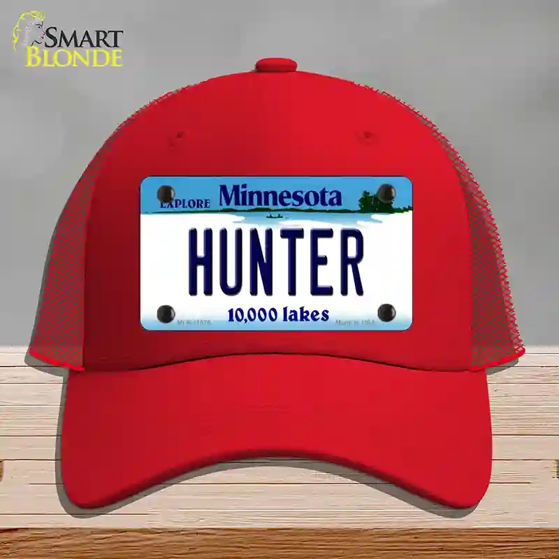 HAT17-MLP-11076 Hunter Minnesota State Novelty License Plate Hat, Mesh - Red
