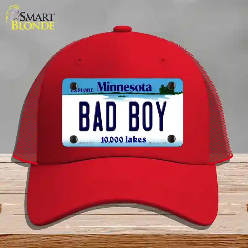 HAT17-MLP-11078 Bad Boy Minnesota State Novelty License Plate Hat, Mesh - Red