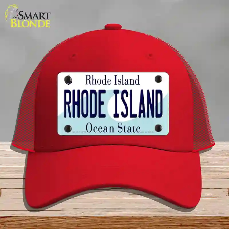 HAT17-MLP-11179 Rhode Island State Novelty License Plate Hat, Mesh - Red
