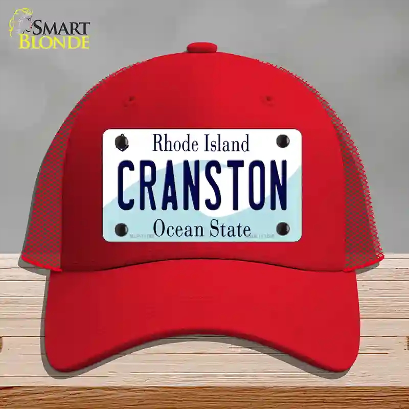 HAT17-MLP-11185 Cranston Rhode Island State Novelty License Plate Hat, Mesh - Red