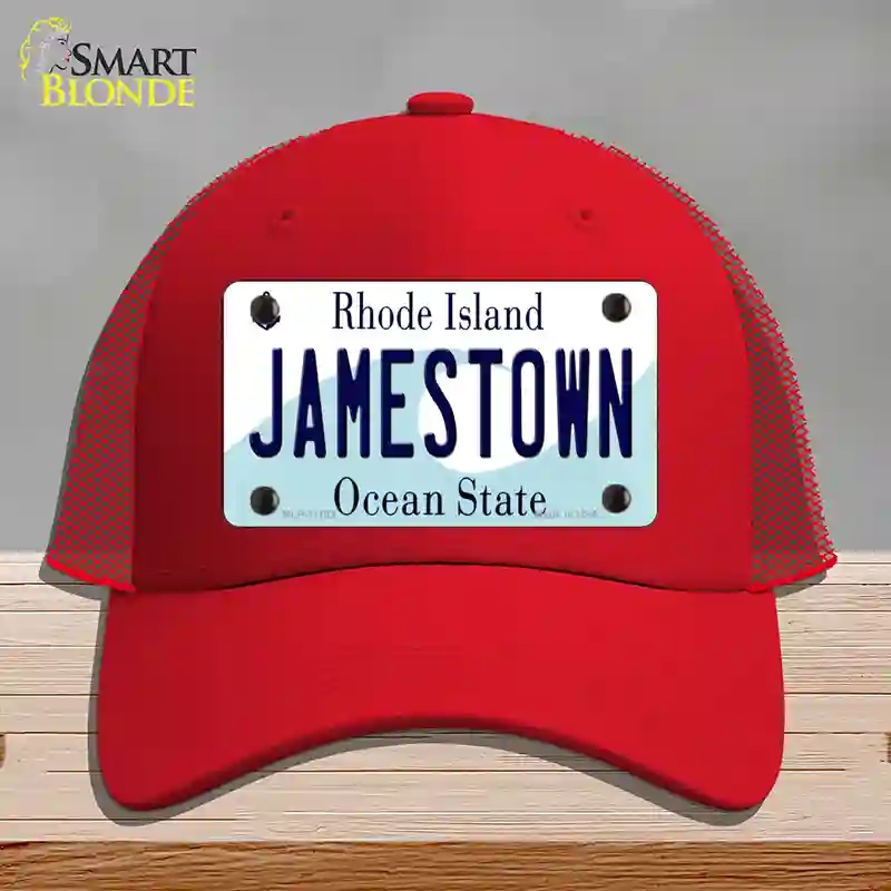 HAT17-MLP-11193 Jamestown Rhode Island State Novelty License Plate Hat, Mesh - Red