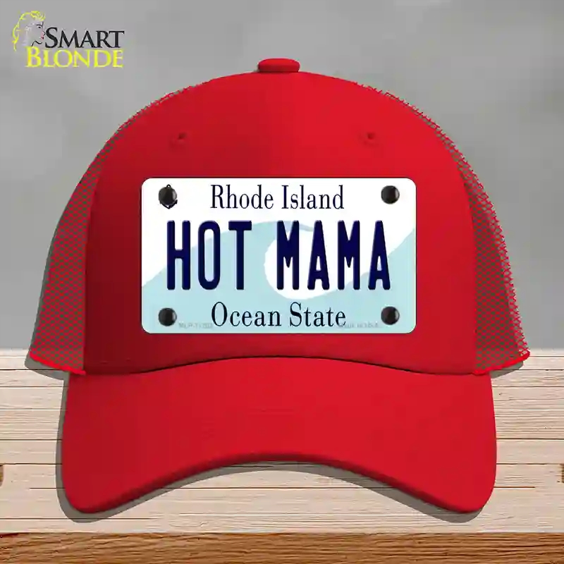 HAT17-MLP-11202 Hot Mama Rhode Island State Novelty License Plate Hat, Mesh - Red