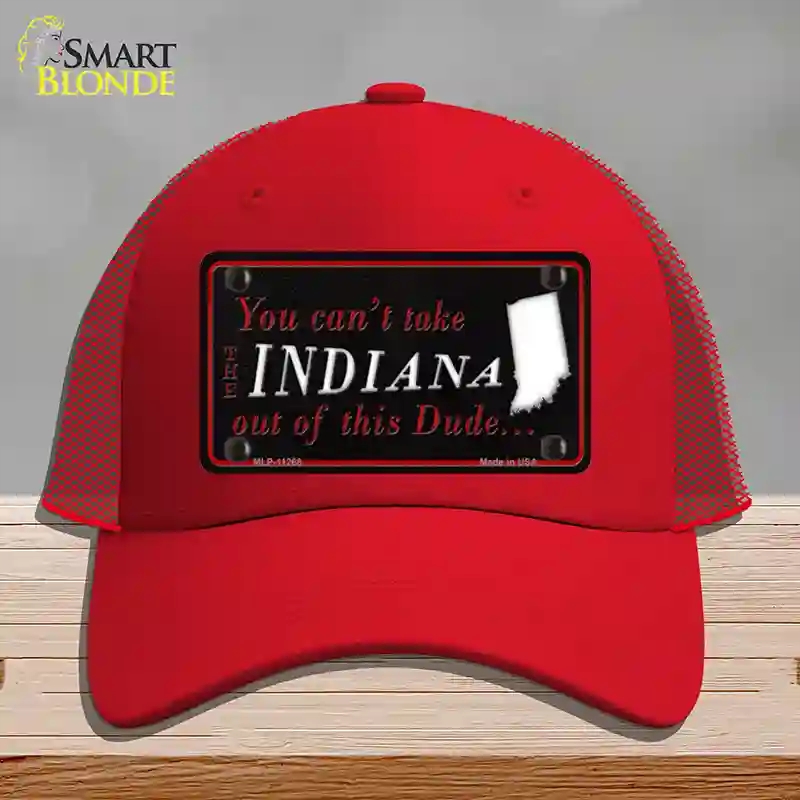 HAT17-MLP-11268 Indiana Dude Novelty License Plate Hat, Mesh - Red