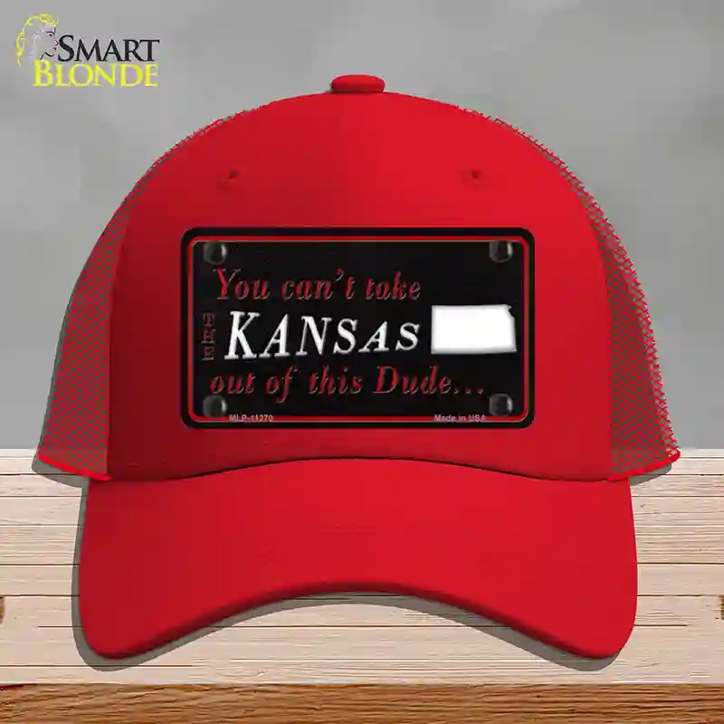 HAT17-MLP-11270 Kansas Dude Novelty License Plate Hat, Mesh - Red