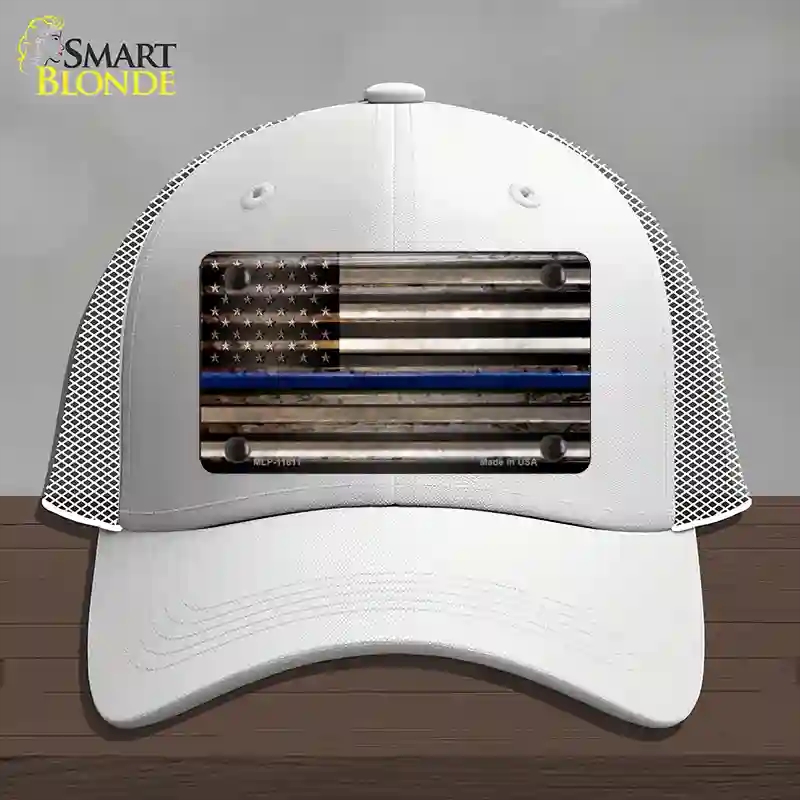 HAT19-MLP-11811 Thin Blue Line American Flag Novelty License Plate Hat, Mesh - White
