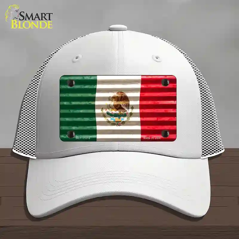 HAT19-MLP-11816 Mexico Flag Novelty License Plate Hat, Mesh - White