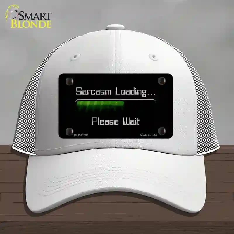 HAT19-MLP-11890 Sarcasm Loading Novelty License Plate Hat, Mesh - White
