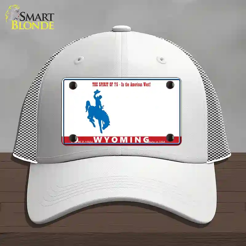 HAT19-MLP-11924 Wyoming Novelty License Plate Hat, Mesh - White