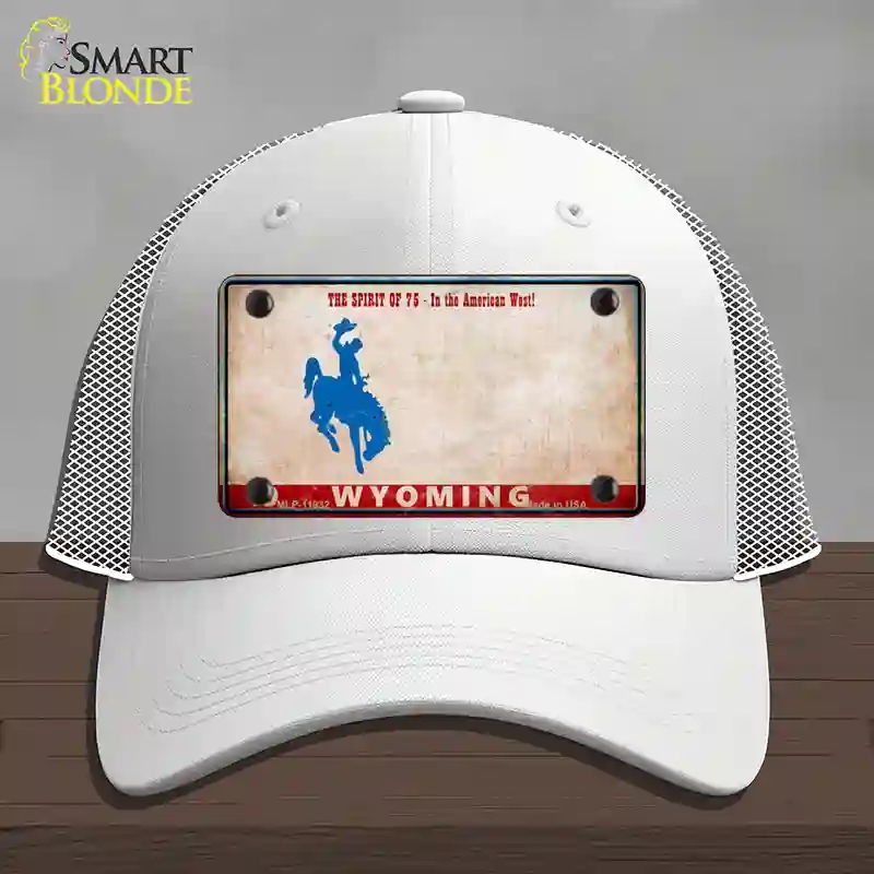 HAT19-MLP-11932 Wyoming Rusty Novelty License Plate Hat, Mesh - White