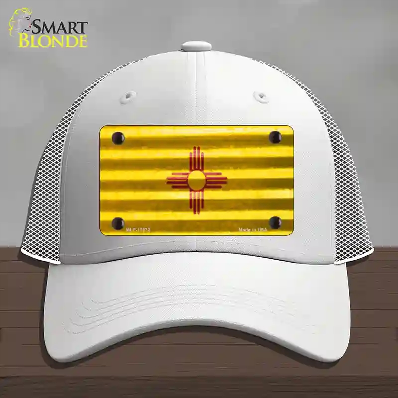 HAT19-MLP-11972   Mexico Corrugated Flag Novelty License Plate Hat, Mesh - White