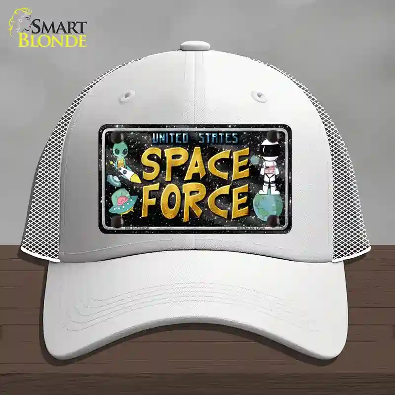 HAT19-MLP-12056 Space Force Novelty License Plate Hat, Mesh - White