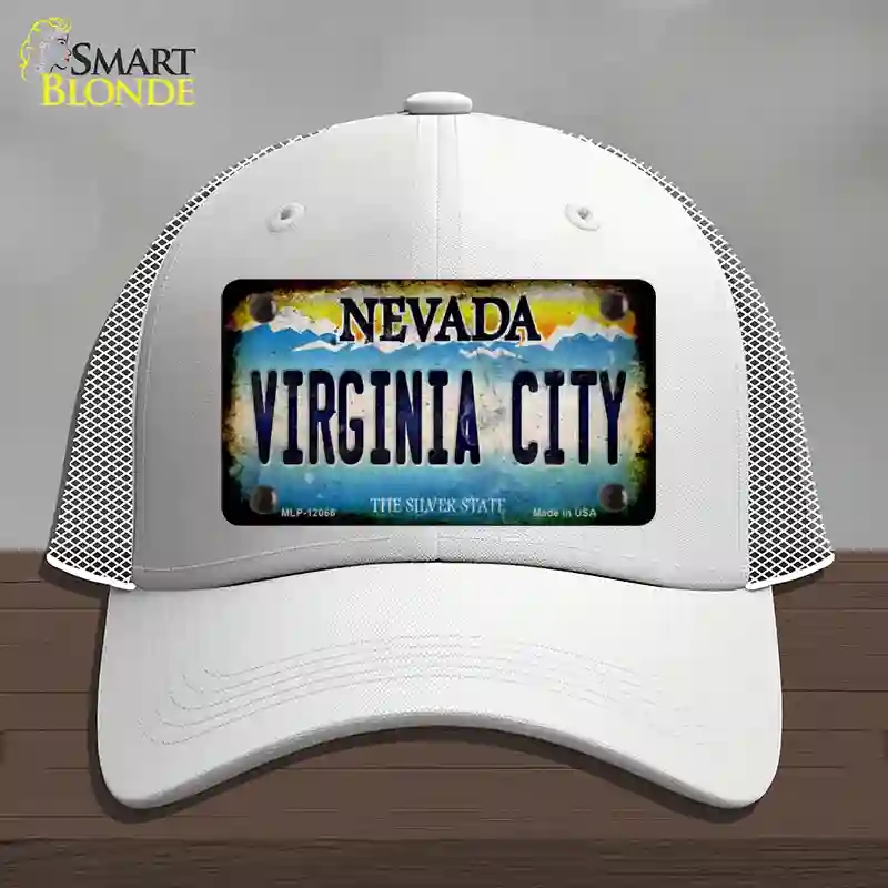HAT19-MLP-12066 Nevada Virginia City Novelty License Plate Hat, Mesh - White