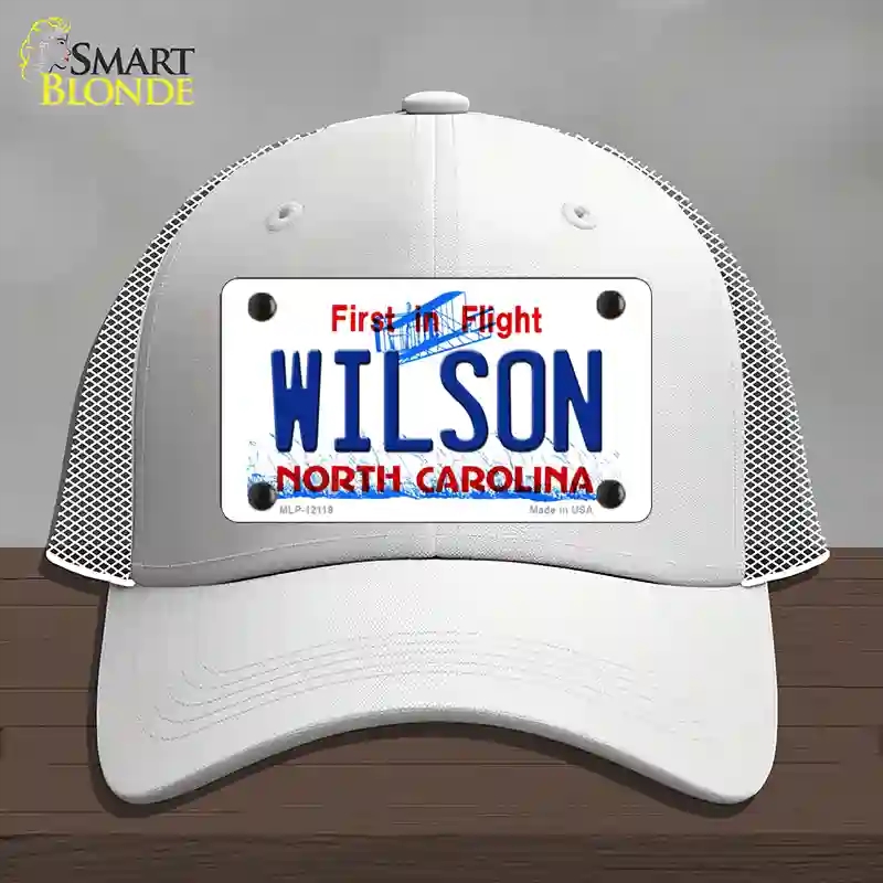 HAT19-MLP-12119 Wilson North Carolina Flight Novelty License Plate Hat, Mesh - White