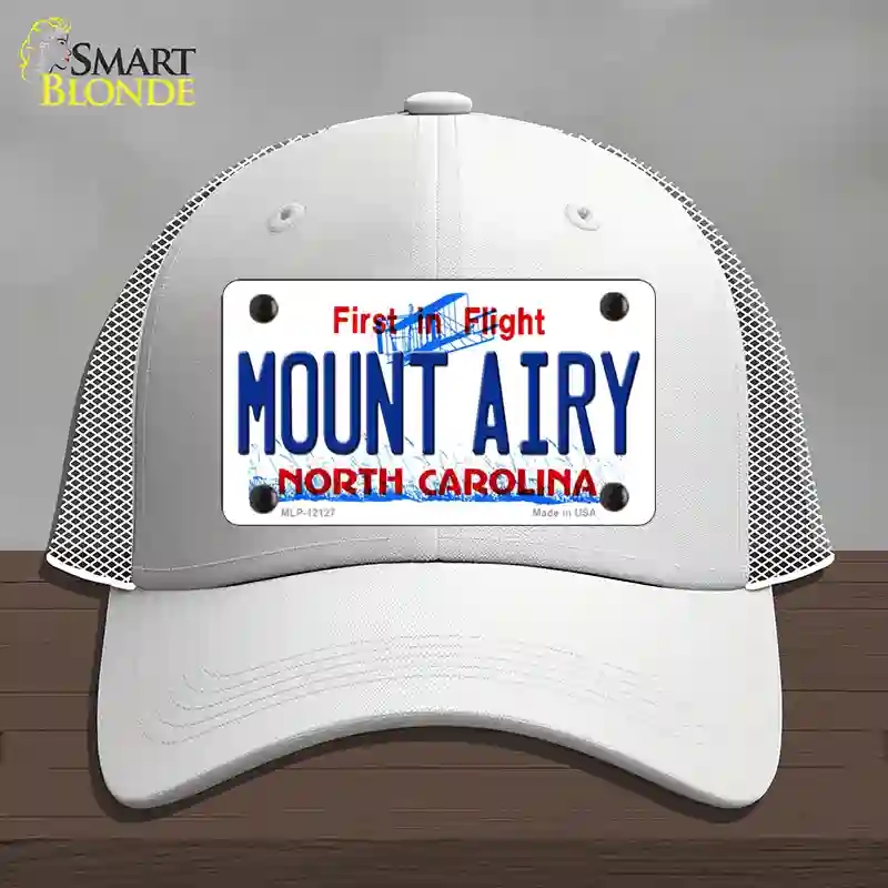 HAT19-MLP-12127 Mount Airy North Carolina State Novelty License Plate Hat, Mesh - White