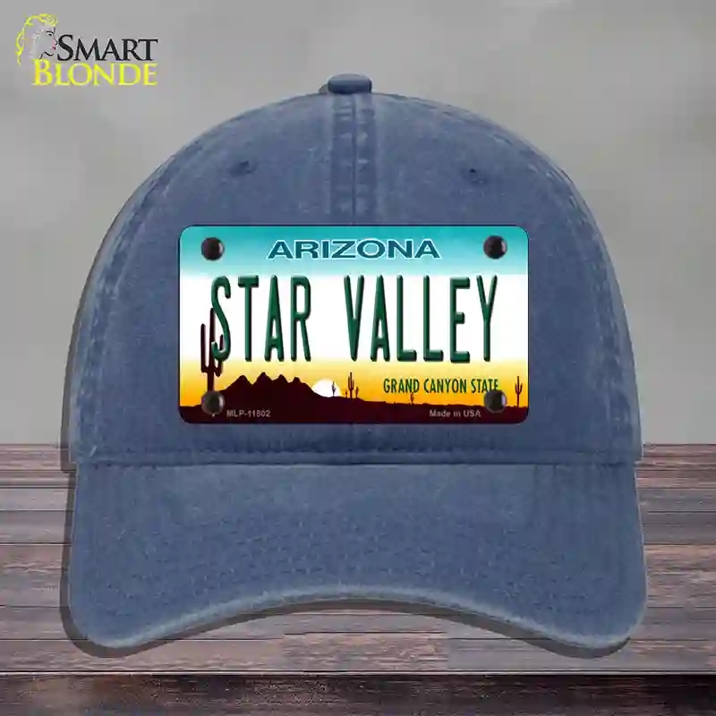 HAT11-MLP-11802 Star Valley Arizona Novelty License Plate Hat, Unconstructed Cotton - Navy