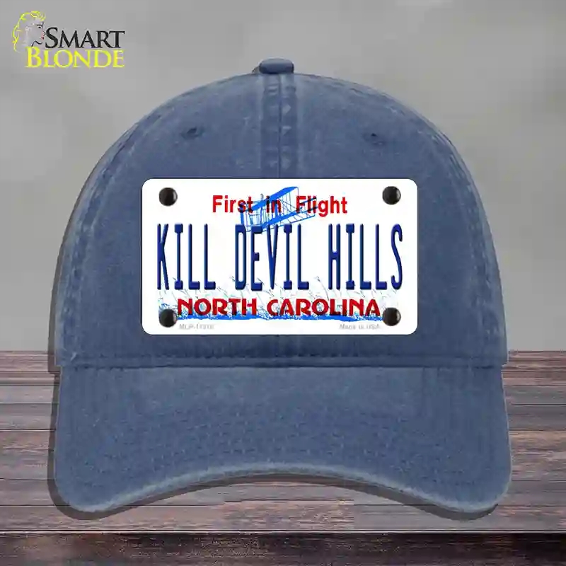 HAT11-MLP-11818 Kill Devil Hills North Carolina Novelty License Plate Hat, Unconstructed Cotton - Navy