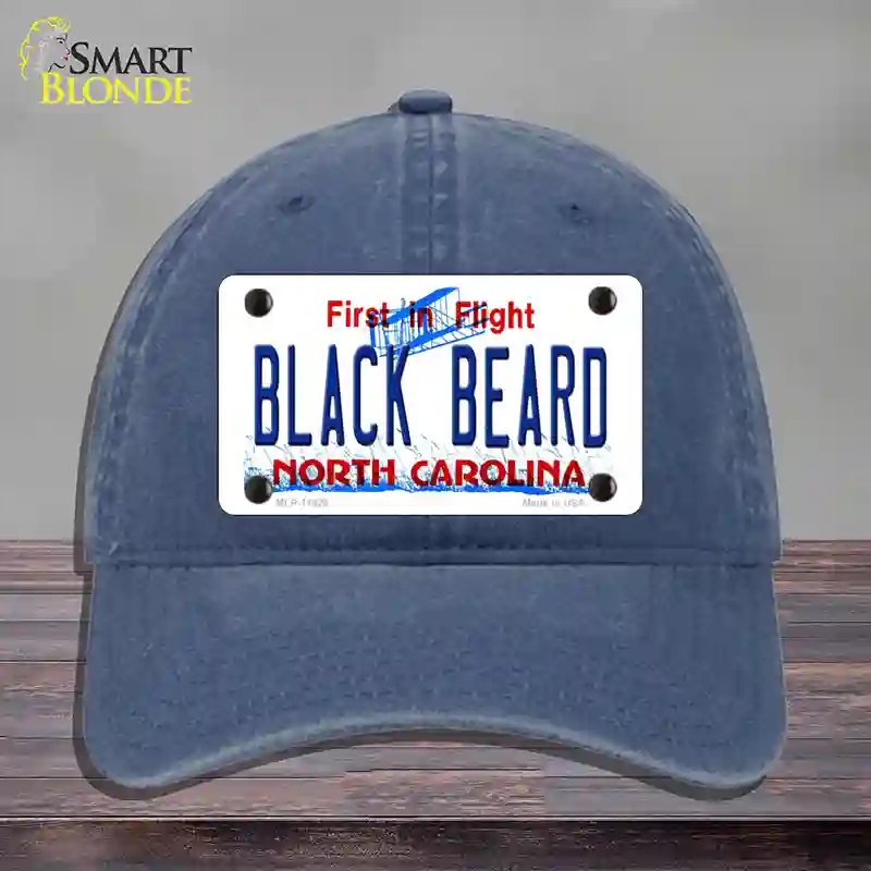HAT11-MLP-11829 Black Beard North Carolina Novelty License Plate Hat, Unconstructed Cotton - Navy