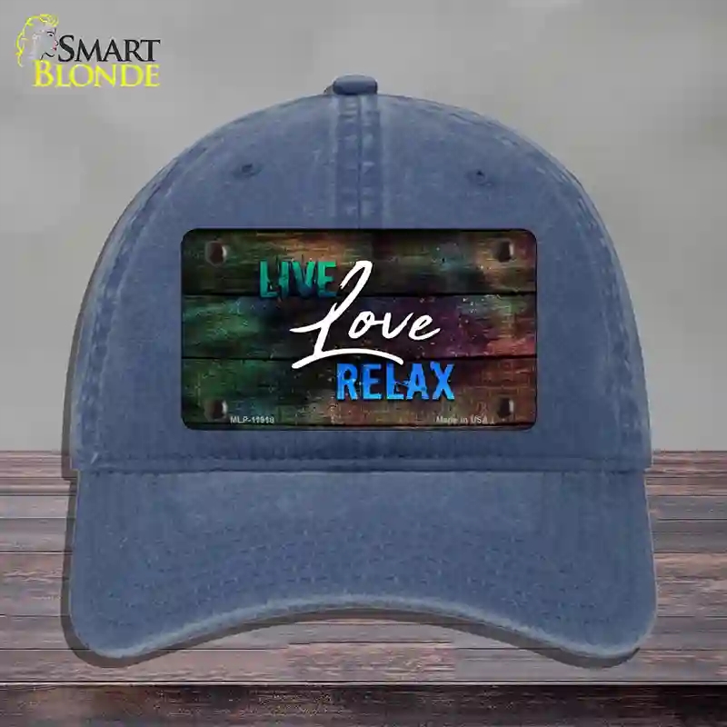 HAT11-MLP-11918 Live Love Relax Novelty License Plate Hat, Unconstructed Cotton - Navy