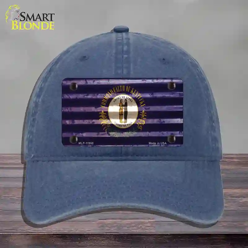 HAT11-MLP-11958 Kentucky Corrugated Flag Novelty License Plate Hat, Unconstructed Cotton - Navy