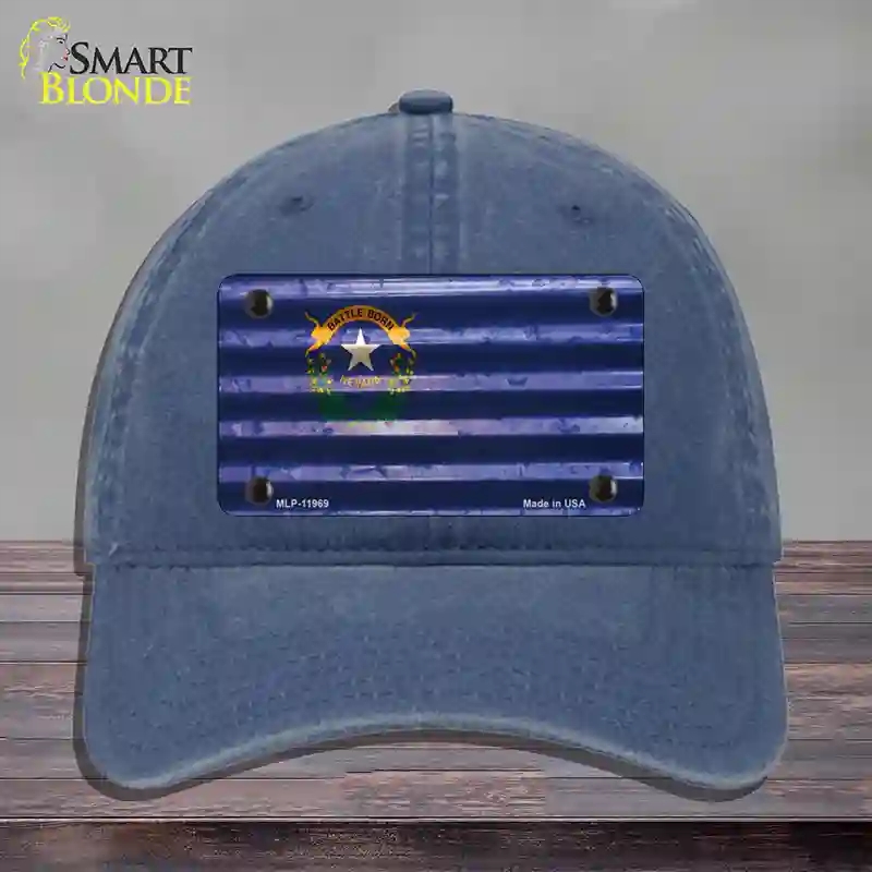 HAT11-MLP-11969 Nevada Corrugated Flag Novelty License Plate Hat, Unconstructed Cotton - Navy