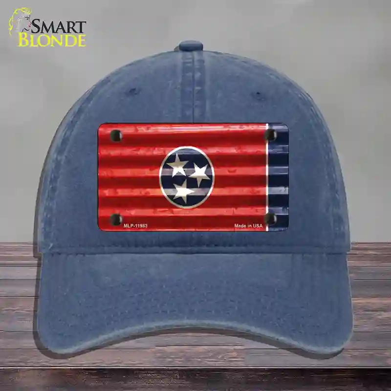 HAT11-MLP-11983 Tennessee Corrugated Flag Novelty License Plate Hat, Unconstructed Cotton - Navy