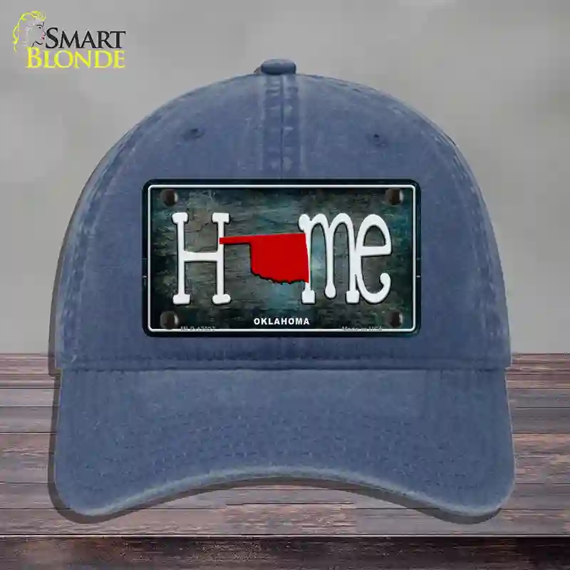 HAT11-MLP-12027 Oklahoma Home State Outline Novelty License Plate Hat, Unconstructed Cotton - Navy