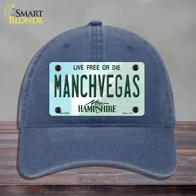 HAT11-MLP-12076 Manchvegas   Hampshire State Novelty License Plate Hat, Unconstructed Cotton - Navy