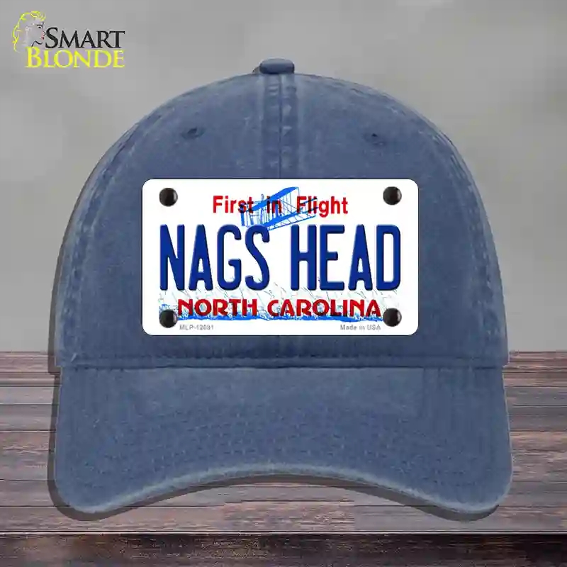 HAT11-MLP-12091 Nags Head North Carolina State Novelty License Plate Hat, Unconstructed Cotton - Navy