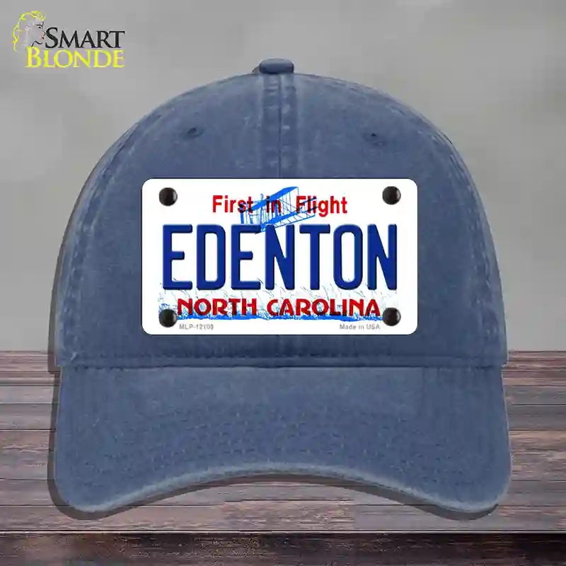 HAT11-MLP-12109 Edenton North Carolina State Novelty License Plate Hat, Unconstructed Cotton - Navy