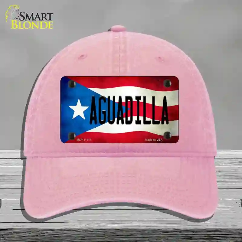 HAT12-MLP-11317 Aguadilla Puerto Rico Flag Novelty License Plate Hat, Unconstructed Cotton - Pink
