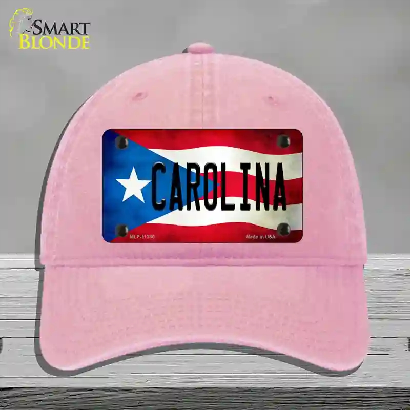 HAT12-MLP-11330 Carolina Puerto Rico Flag Novelty License Plate Hat, Unconstructed Cotton - Pink